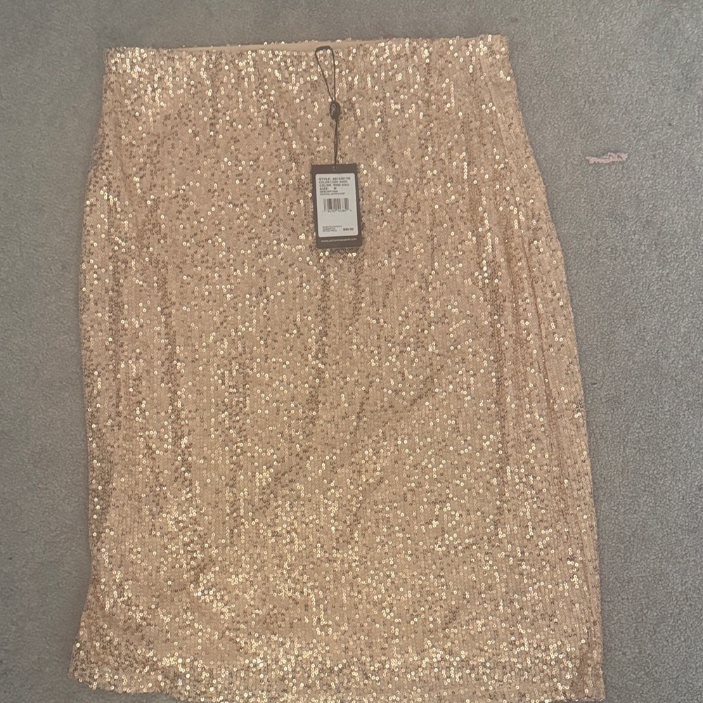 Adrianna Papell Gold Sequin Pencil Skirt